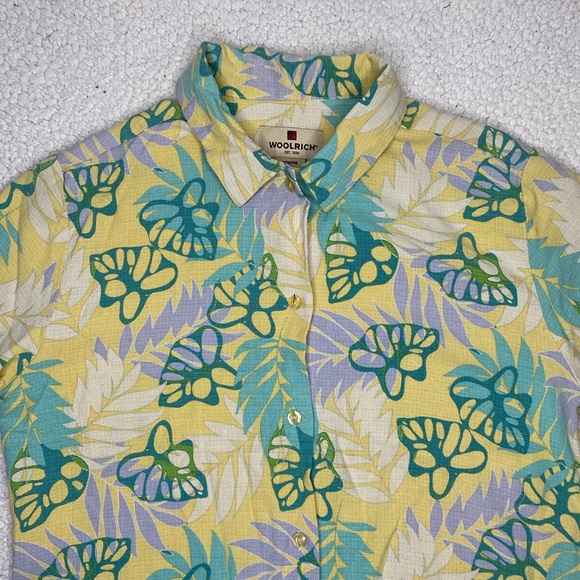 Woolrich Women’s Silk Lemon Twist Hawaiian Button Up Shirt: Size Small - Picture 3 of 9